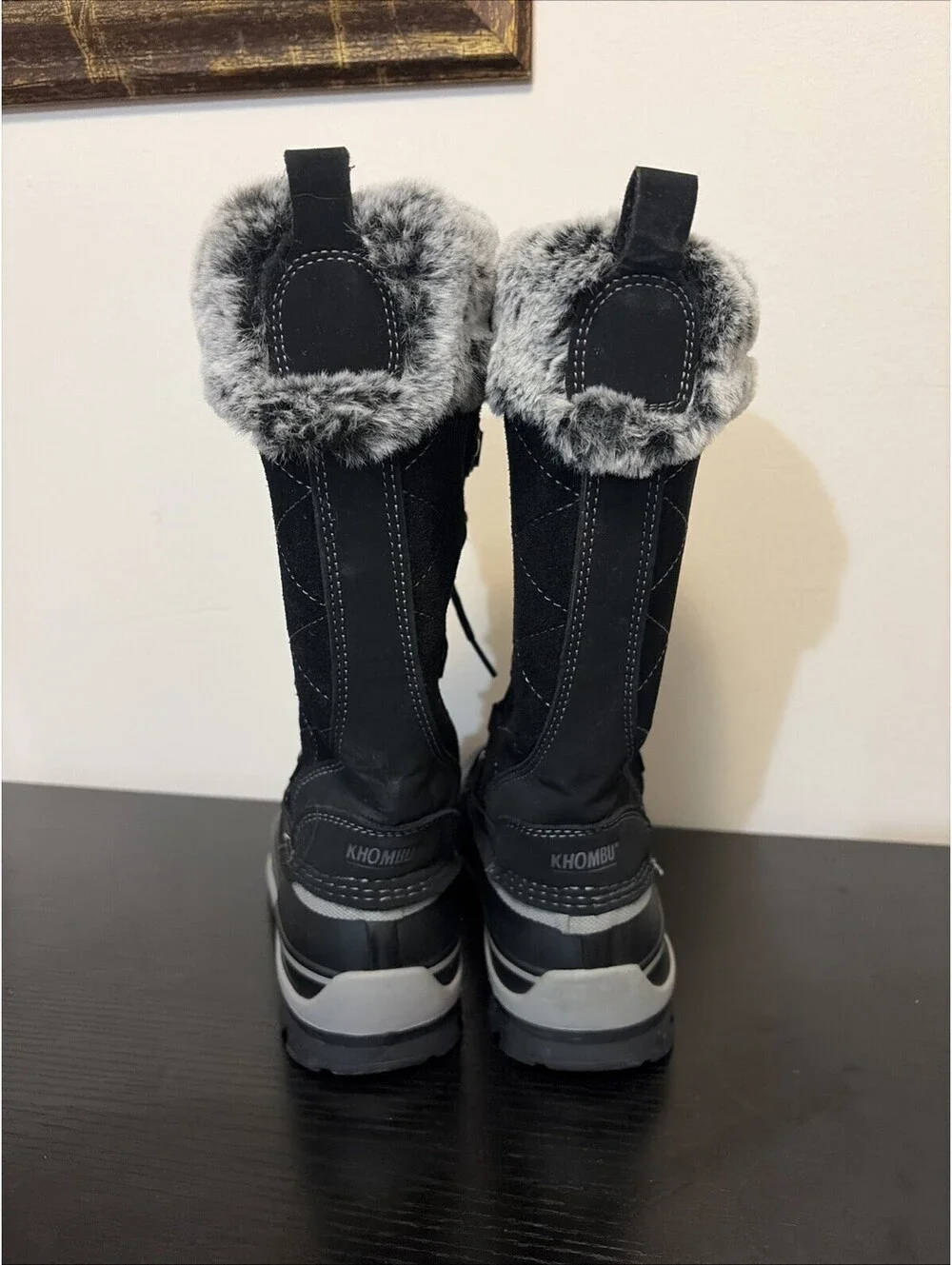 Khombu Ellie Women's Size 7 Winter Tall Boots Black Suede Faux Fur